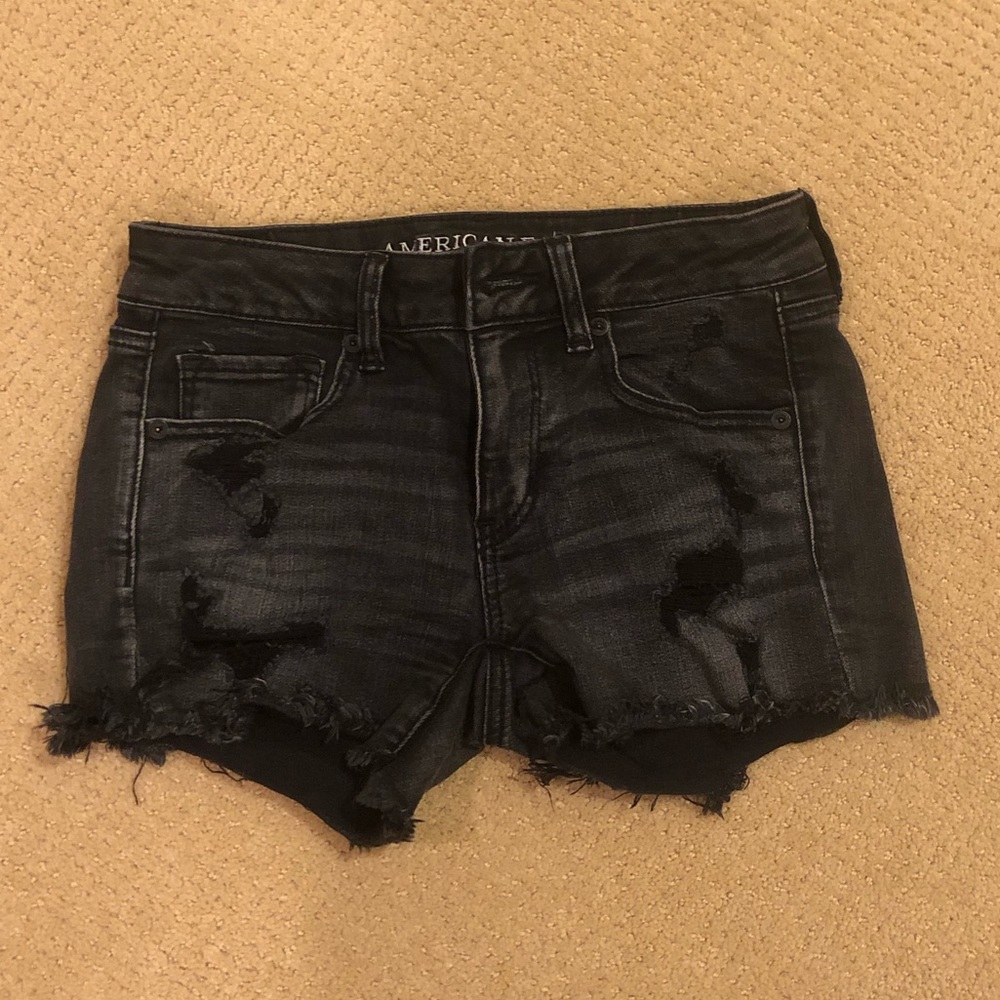 Black denim shorts